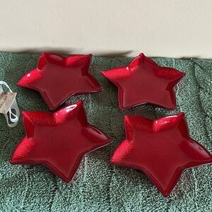 Akcam Glass Holiday Christmas Star Shaped Plates Gorgeous! NEW!